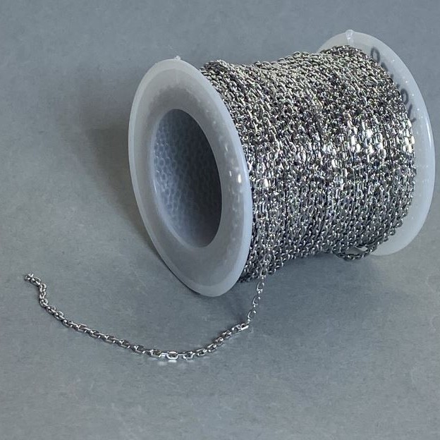 Jewellery Findings Bobbin chain for jewellery, thickness 1.5 mm±, length 18 m±, stainless steel