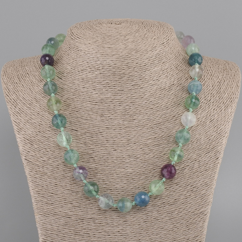 Fluorite Bead Necklace Grenulated Bead, 12mm diameter ±, length 45cm ± with clasp