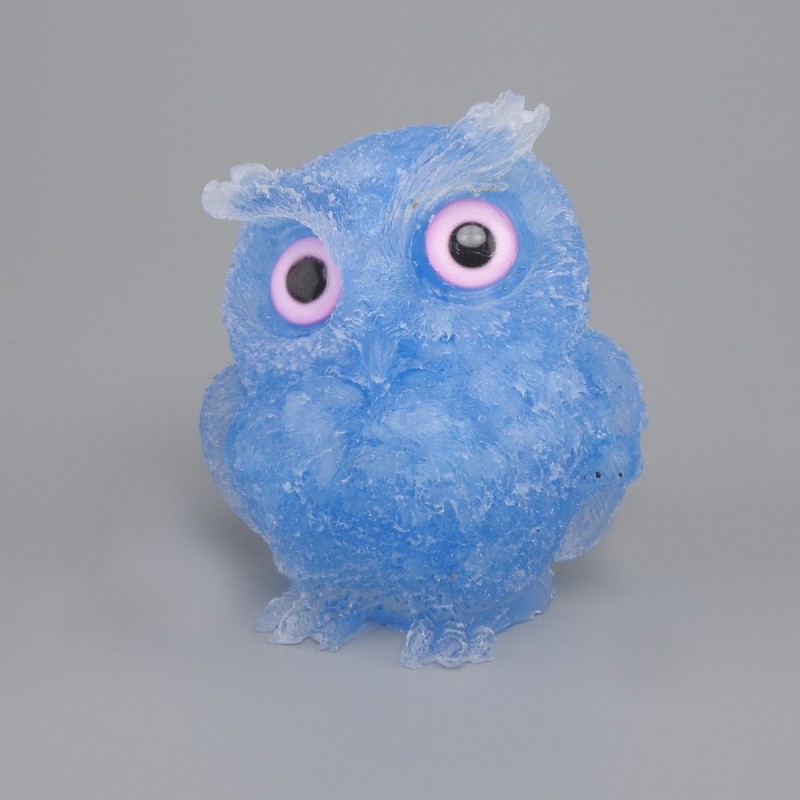 Souvenir statue Owl repurposed aquamarine crumb, diameter 60×50×40mm+