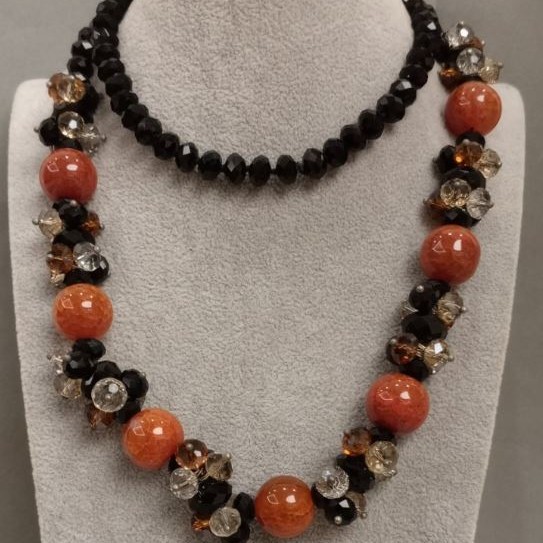 Long Bead Necklace Assorted Stones, 76cm+ length