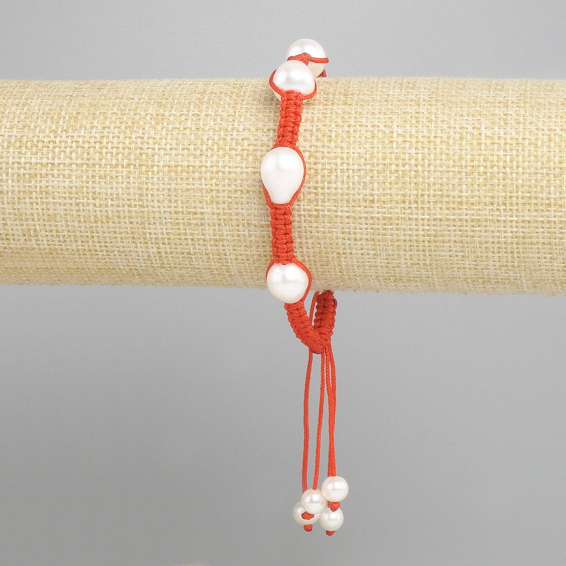Bracelet with Freshwater Pearls, 10x9mm ± on a slider