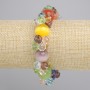 Bracelet Cat's Eye Beads round 14 mm, Czech crystal faceted rondelle 8x6 mm, elastic 18 cm