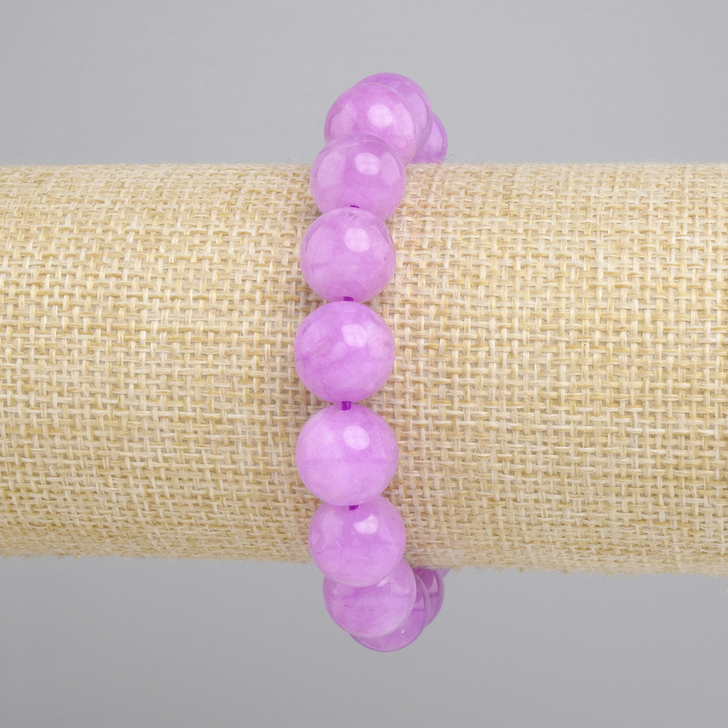 Bracelet Lavender Amethyst Smooth Bead, diameter 12mm±, length 18cm± stretch