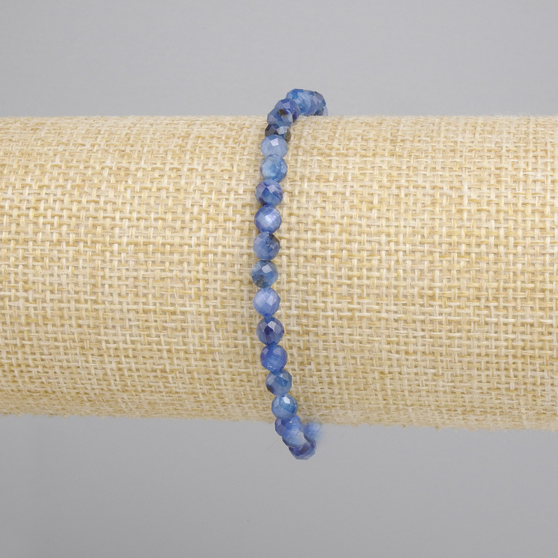 Kianite Bead Bracelet Garnetted Bead 4mm Dia., 18cm+ - stretch