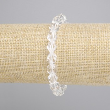 Bracelet Mountain Crystal facets, diameter 9x8mm +-, length 18cm +- stretch