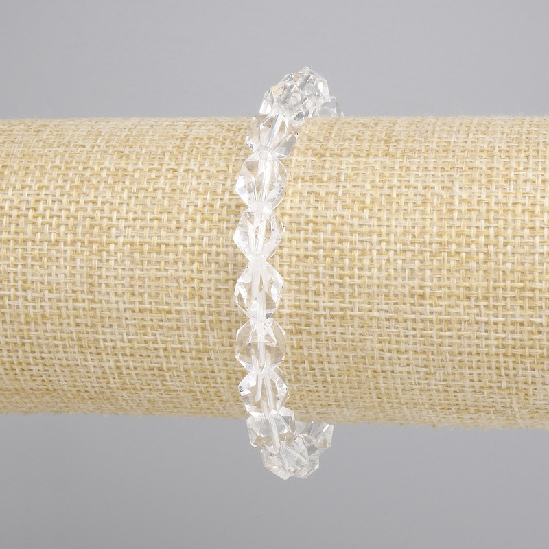 Bracelet Mountain Crystal facets, diameter 9x8mm +-, length 18cm +- stretch