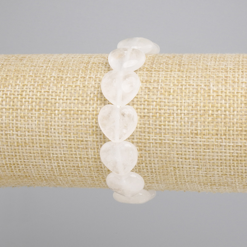 Bracelet Mountain Crystal Heart, diameter 14mm+-, length 18cm+- stretch