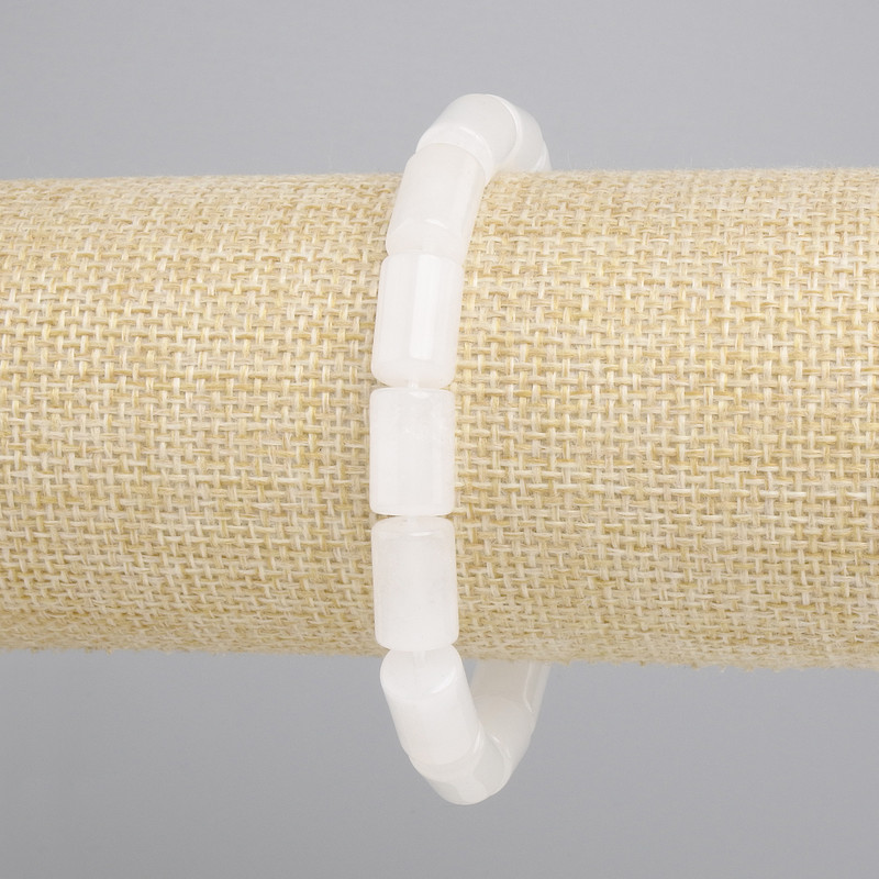 Bracelet Mountain Crystal Cylinders, diameter 12x8mm, +/-, length 18cm +/- stretch