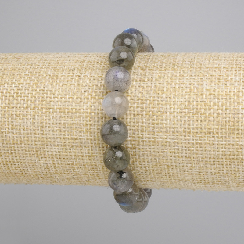 Bracelet Labradorite smooth beads, 10 mm diameter, 18 cm length, stretch