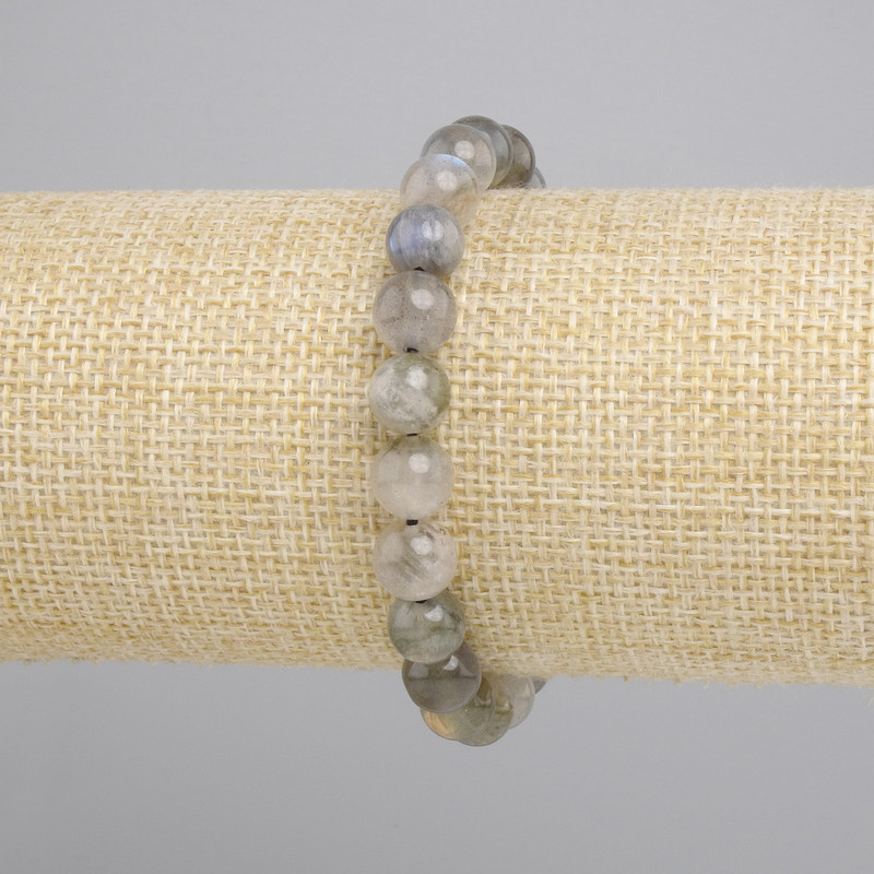 Labrodite (Labradorite) Smooth Bead Bracelet, 8mm Ø, Stretch 18cm±