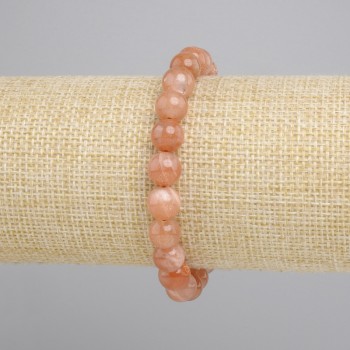 Bracelet Sunstone Selenite smooth bead, 8mm diameter+, length 18cm+, stretch