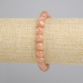  bracelet Sunstone Selenite smooth bead, diameter 8.5mm ±, length 18cm ± stretch