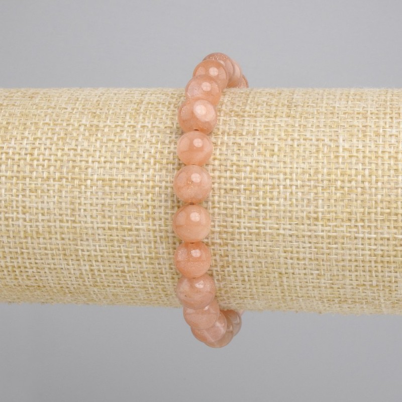  bracelet Sunstone Selenite smooth bead, diameter 8.5mm ±, length 18cm ± stretch