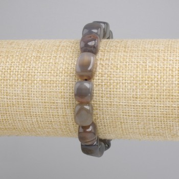 Agate Bar Bracelet, 9-12×8-10mm, 18cm stretch
