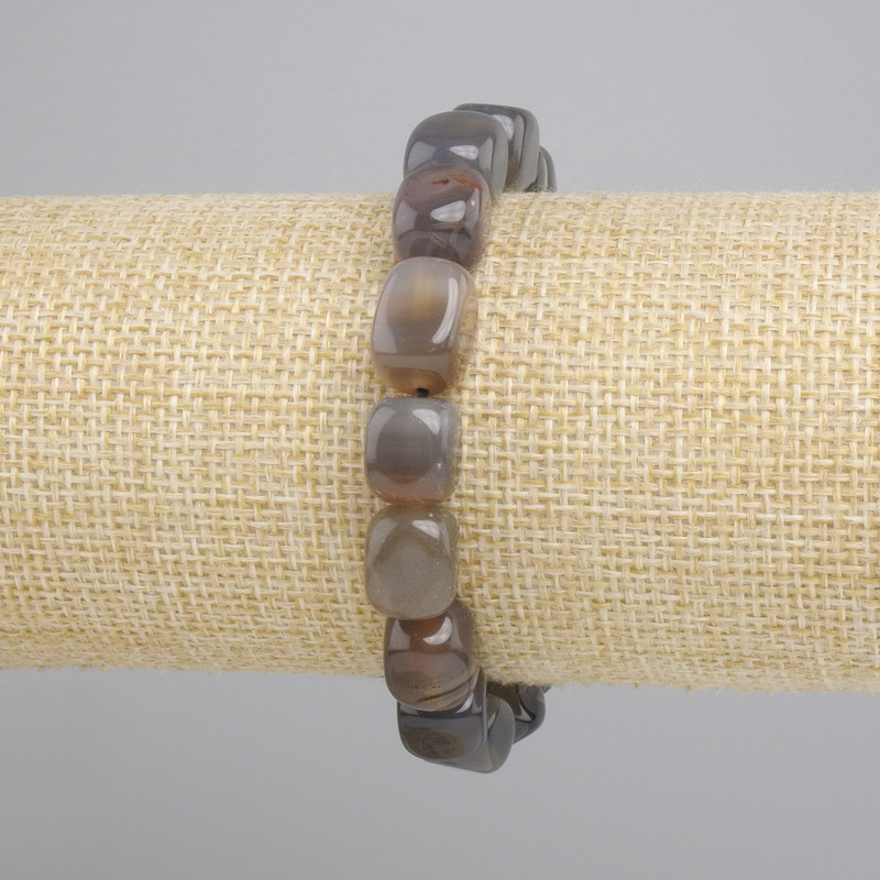 Agate Bar Bracelet, 9-12×8-10mm, 18cm stretch