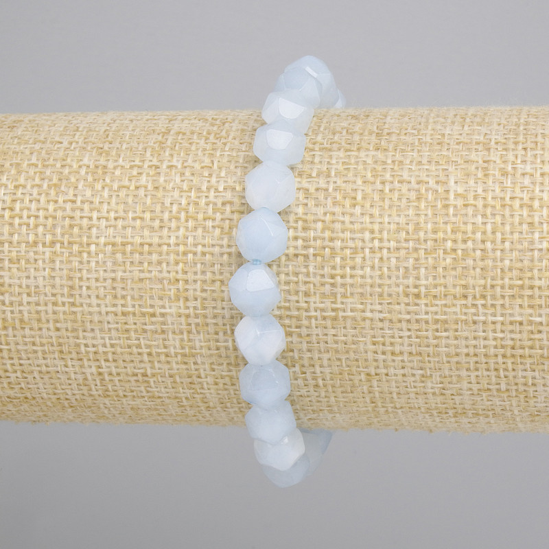 Bracelet Aquamarine facets, diameter 8x7mm +-, length 18cm +-/ stretch