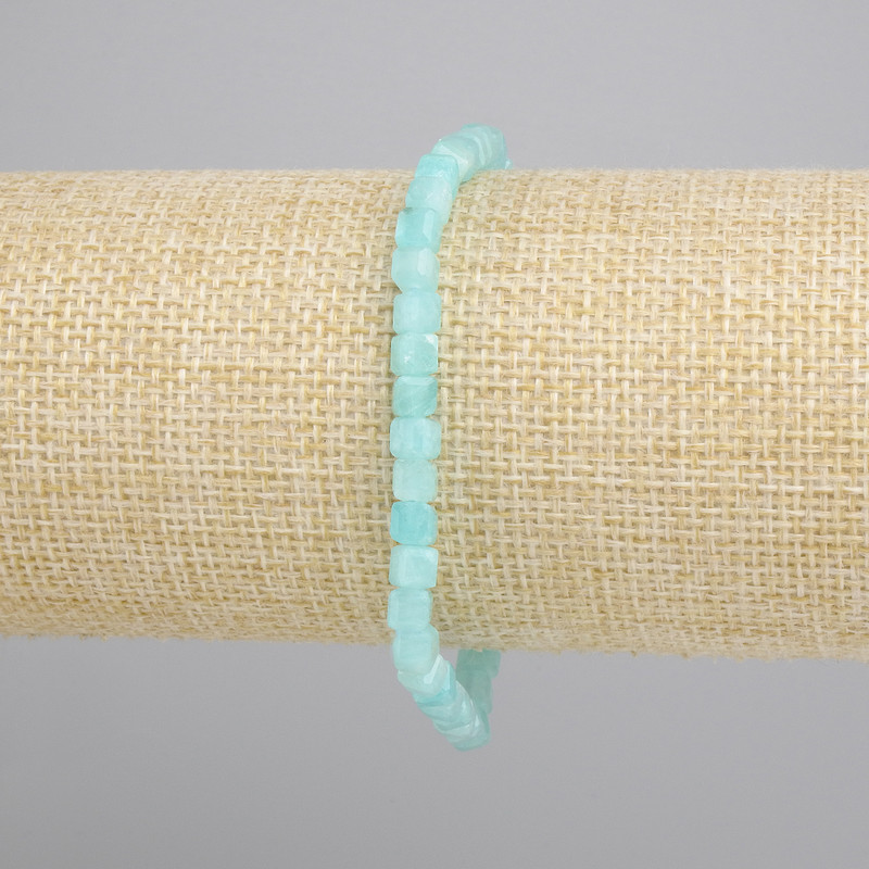 Amazonite Bracelet Faceted Cube 4 mm, 18 cm