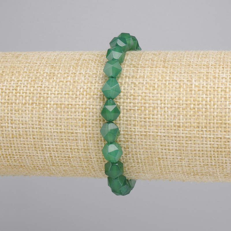 Agate Bracelet Faceted Beads, 8x7 mm, stretchy, 18 cm