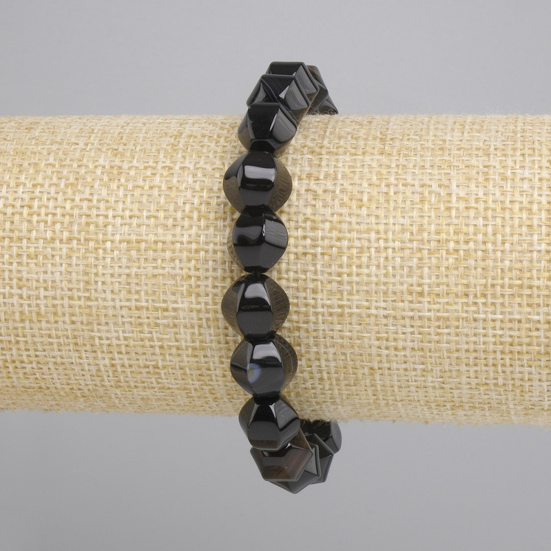 Agate Bead-Facet Bracelet, 9mm diameter, 18cm length, Stretch