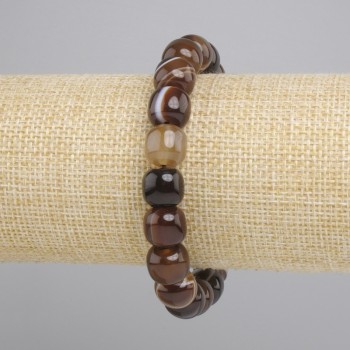 Agate Barilo Bead Bracelet, 10-11×10 mm, 18 cm stretchy