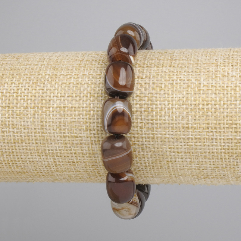 Agate Barrel Bead Bracelet, diameter 12.5-13×11 mm, stretchy 18 cm