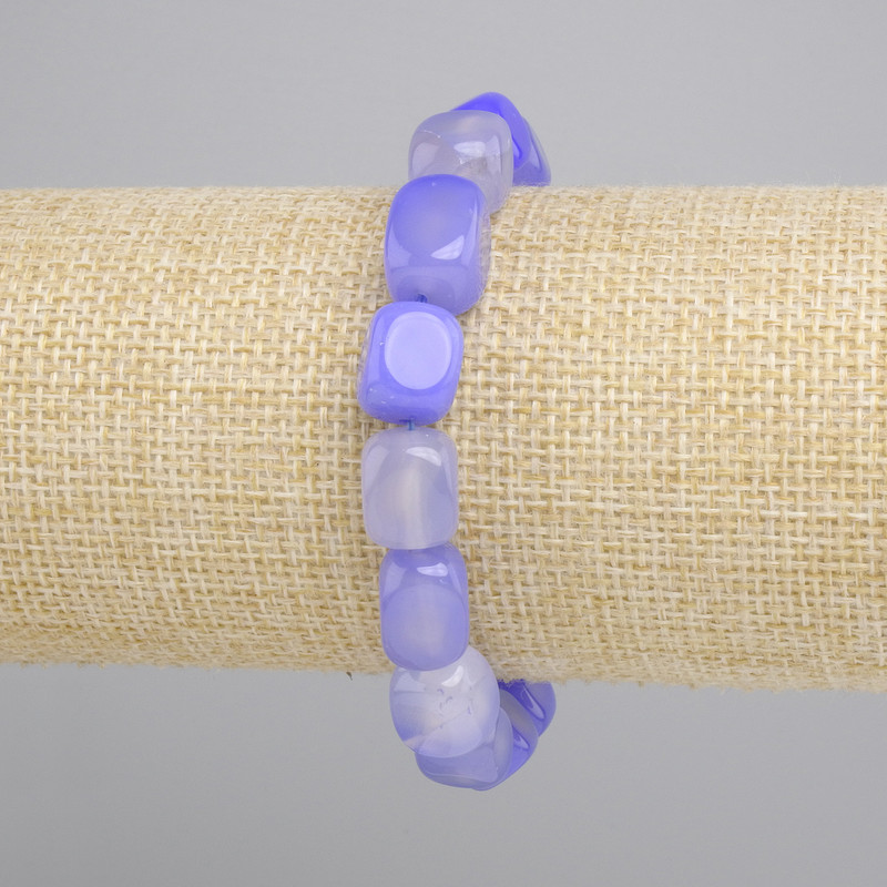 Agate Bead Bracelet, rectangular block shape, diameter 11-13×9mm, length 18cm stretch