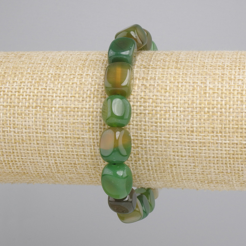 Agate Bead Bracelet Rectangular, 11-12×9mm diameter, 18cm length stretch