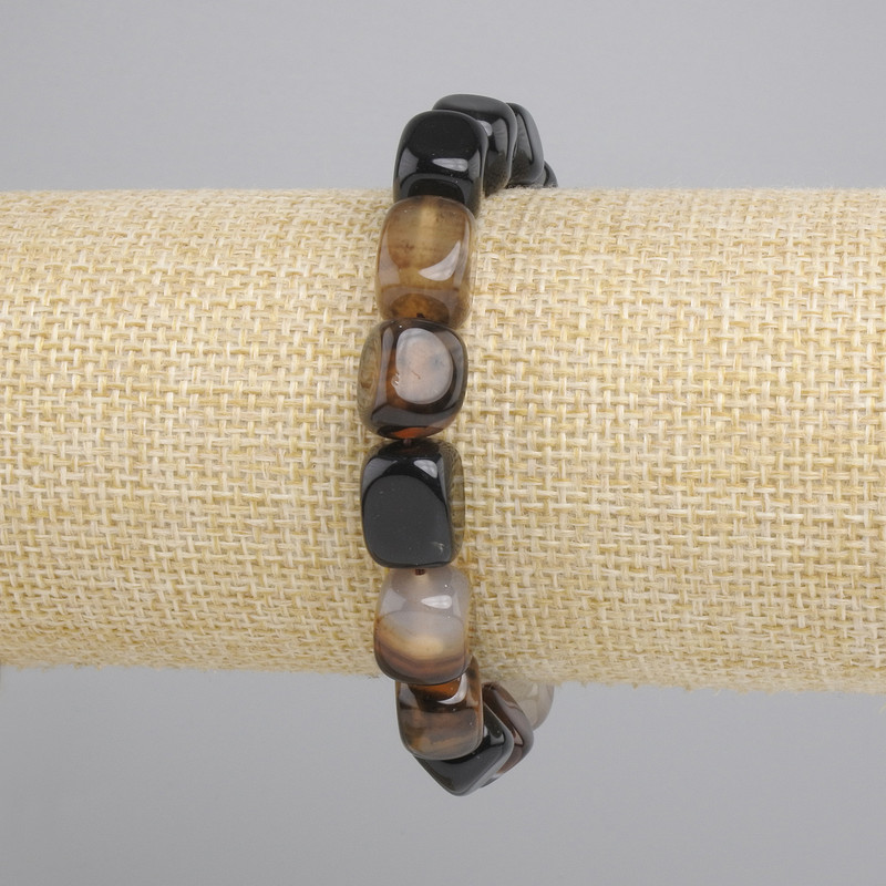 Agate Bracelet Bar, diameter 12x8, 5-9mm±, length 18cm± Stretch