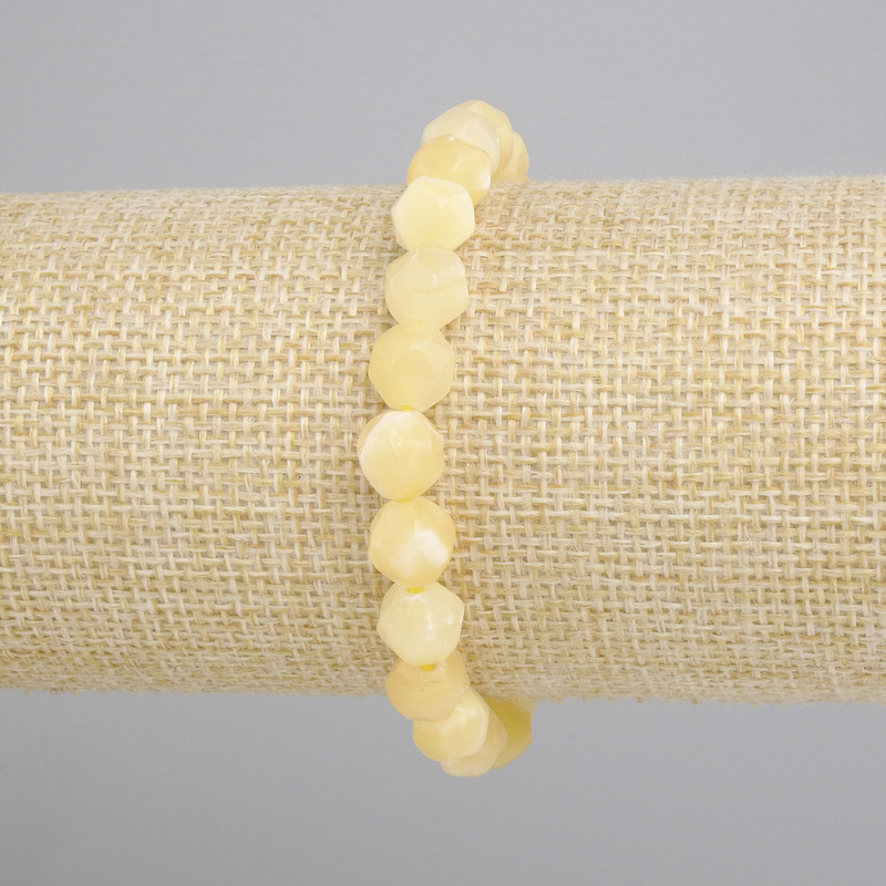 Yellow Agate Bracelet – faceted bead, 8x8mm, stretchy, 18cm