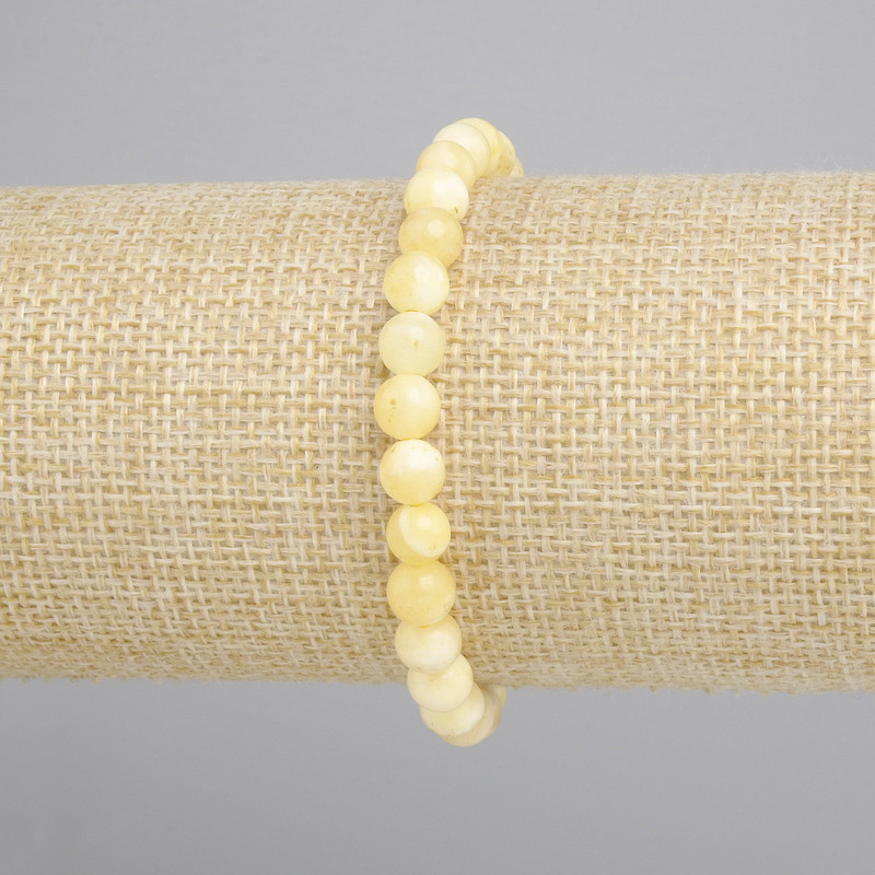 Yellow Agate Bracelet bead ball 6mm, 18cm stretch