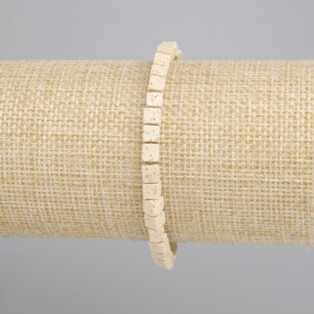 Beige Vulcanic Lava Bracelet Cube 4 mm, 18 cm length, stretch