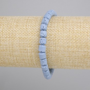 Bracelet Blue Volcano Lava Cylinder, diameter 6x6mm, length 18cm stretchy