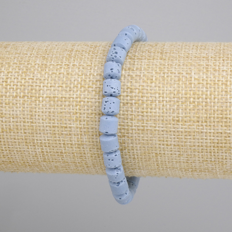 Bracelet Blue Volcano Lava Cylinder, diameter 6x6mm, length 18cm stretchy
