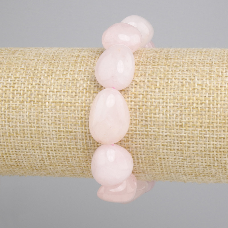 Bracelet Pink Quartz Tumbled, diameter 15-22×12-15mm, length 18cm± stretch