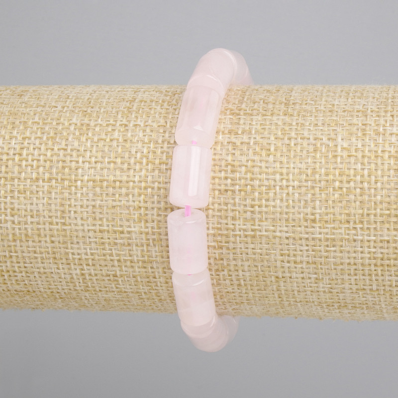 Bracelet Rose Quartz Cylinder Beads, diameter 12.5×8 mm, stretch bracelet, length 18 cm ±