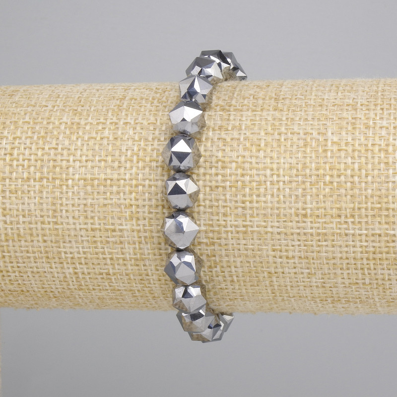 Terahertz Bracelet Multisphere Cut, 8x7 mm Diameter, Stretch Length 18 cm