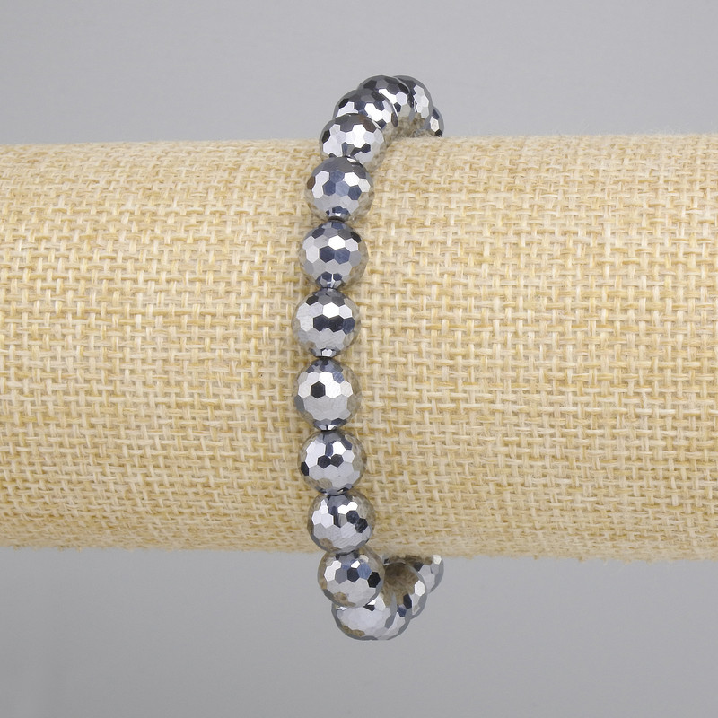 Terahertz Bracelet Faceted Bead, 8mm diameter, 18cm length (stretch)