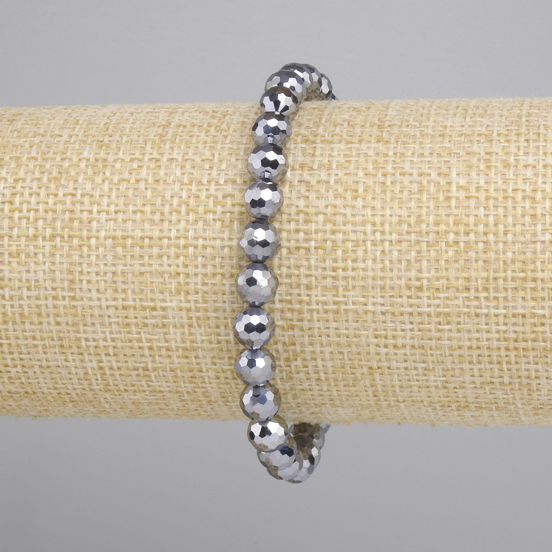 Terahertz Bracelet Faceted Beads, 6mm diameter, stretch, 18cm length
