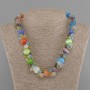 Cat's Eye Necklace Bead Round 14mm+- Czech Crystal Briolette 8x6mm+-, length 45cm+