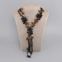 Three-row bead necklace with assorted stones, length 55 cm+