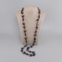 Long Necklace of Tinted Quartz with Faceted Diamond-Shaped Beads and Bohemia Crystal Rondelles 104cm+