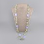 Long Necklace with Prehnite and Tone-dyed Quartz Beads, 88cm