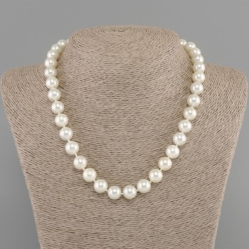 Majorca Pearl Necklace, Smooth Ball 10mm, 45cm length with clasp