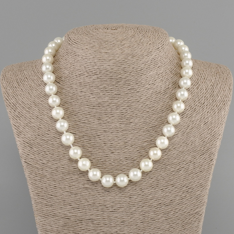 Majorca Pearl Necklace, Smooth Ball 10mm, 45cm length with clasp
