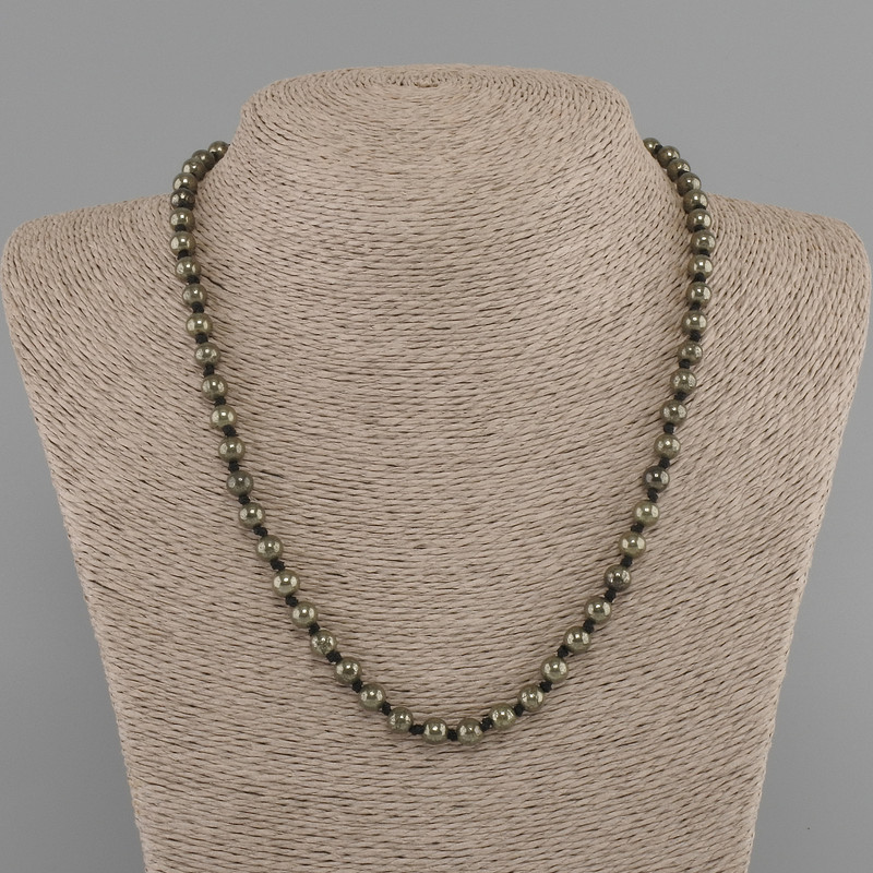 Pyrite Necklace Smooth Ball 6mm +-, length 45cm +- with clasp
