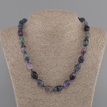 Fluorite Necklace Bean 14×10mm, 45cm length with clasp