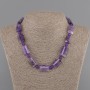 Amethyst Necklace Rectangular Beads 19-21×13-15mm+/- Smooth Round 6mm+-, Length 45cm+/- with Clasp