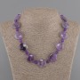 Amethyst Coin Necklace 20mm, smooth bead 6mm, length 45cm, with clasp