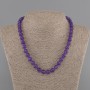 Amethyst Bead Necklace Smooth Round 8mm, Length 45cm, with Clasp