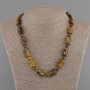 Tiger's Eye Necklace, Bent Rectangle 16x12mm ±, Bead 6mm ±, Length 45cm ± with Clasp